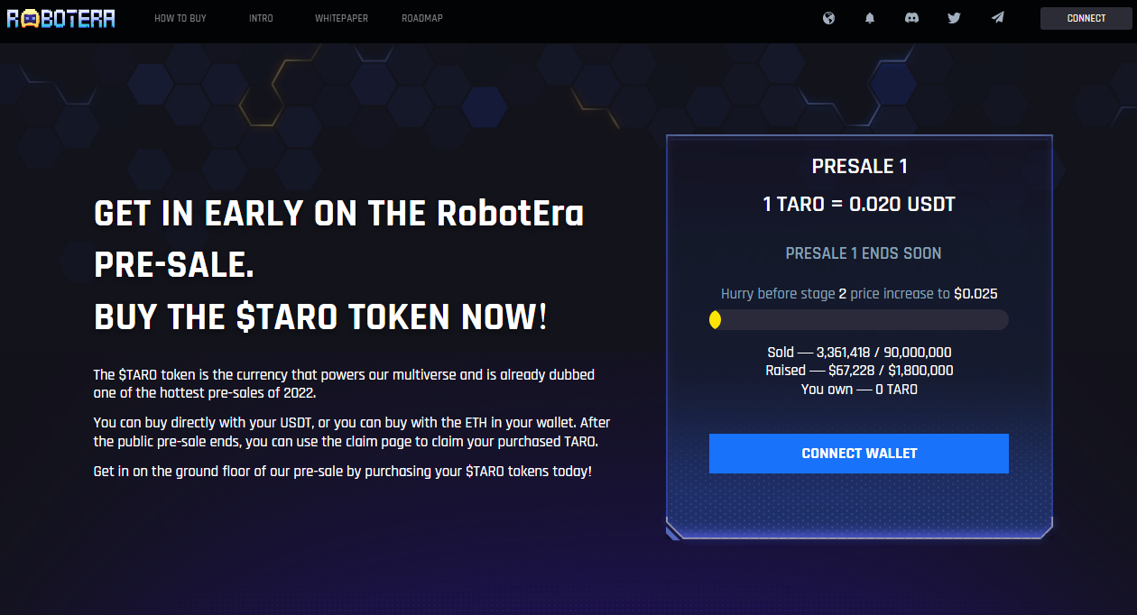 RobotEra token presale page