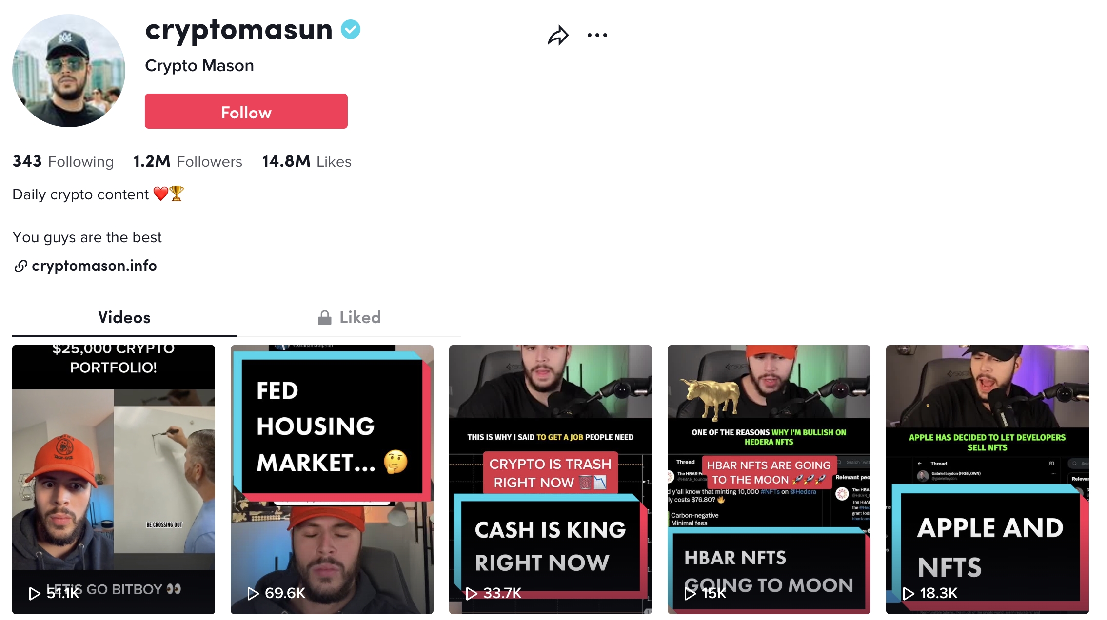 CryptoMasun tik tok profile