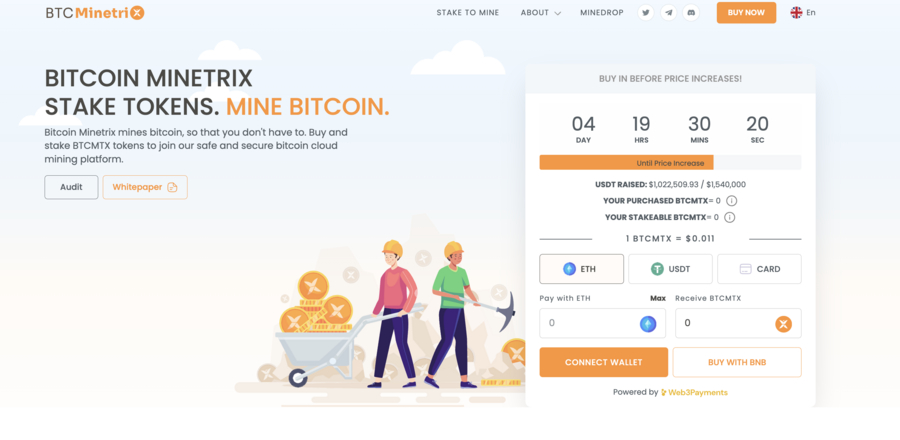 Bitcoin Minetrix token presale page