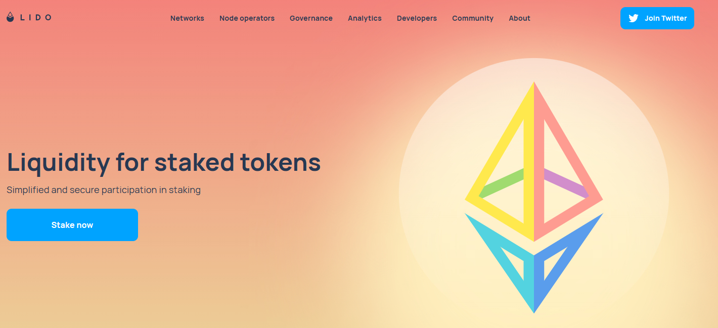 lido dao crypto staking homepage