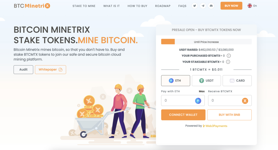 Bitcoin Minetrix token presale page