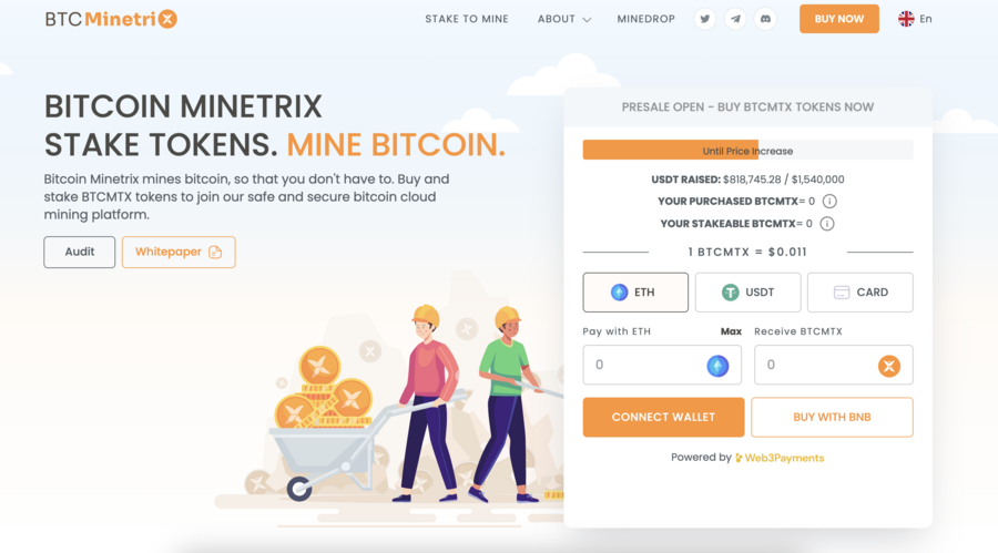 Bitcoin Minetrix token presale page