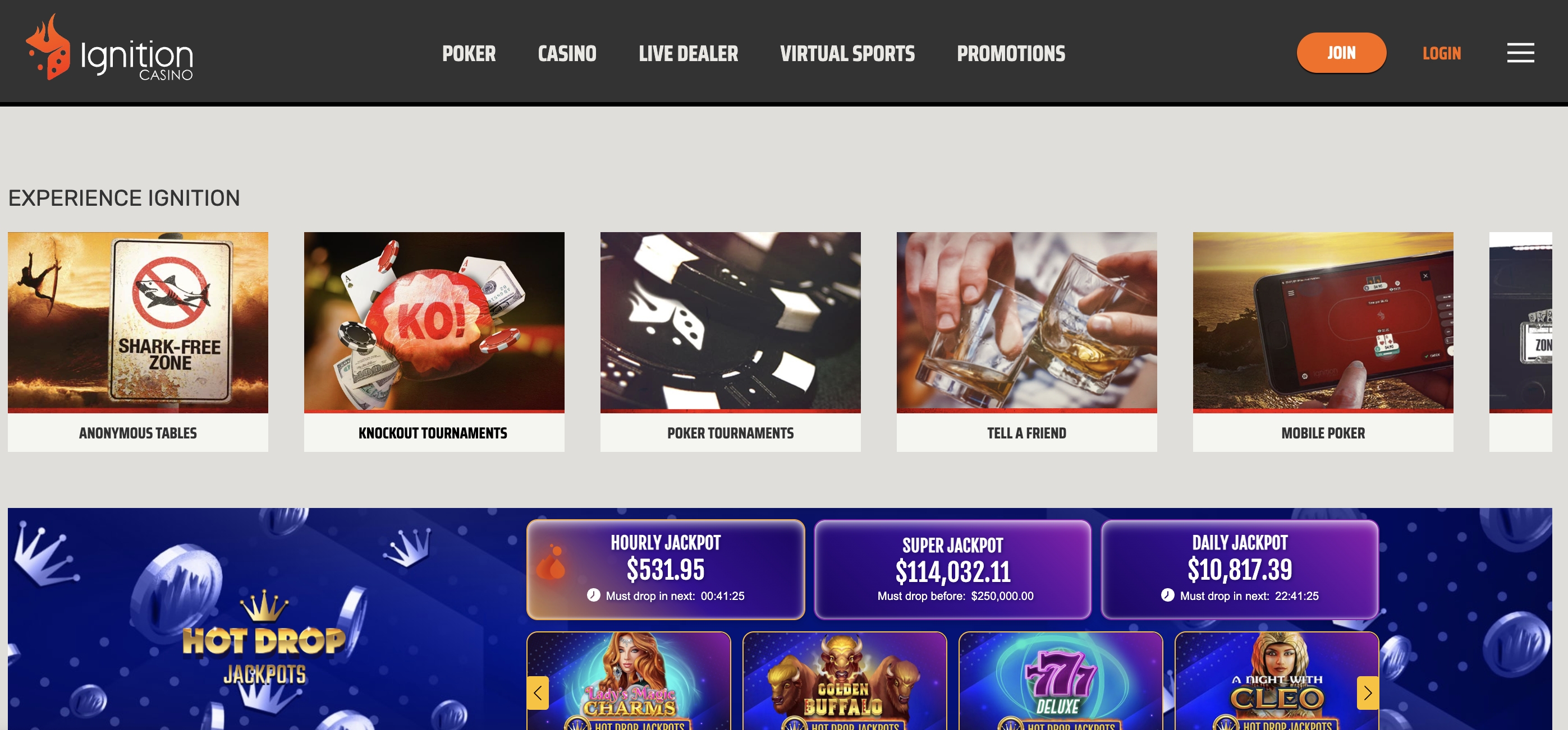 Ignition crypto sportsbook game offerings