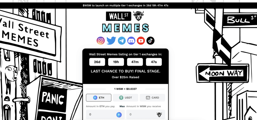 Wall Street Memes token presale page