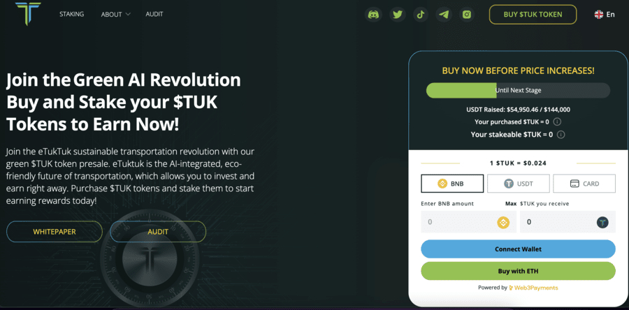 eTukTuk token presale page