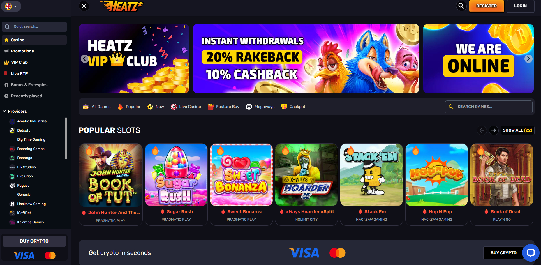 heatz casino rakeback and cashback