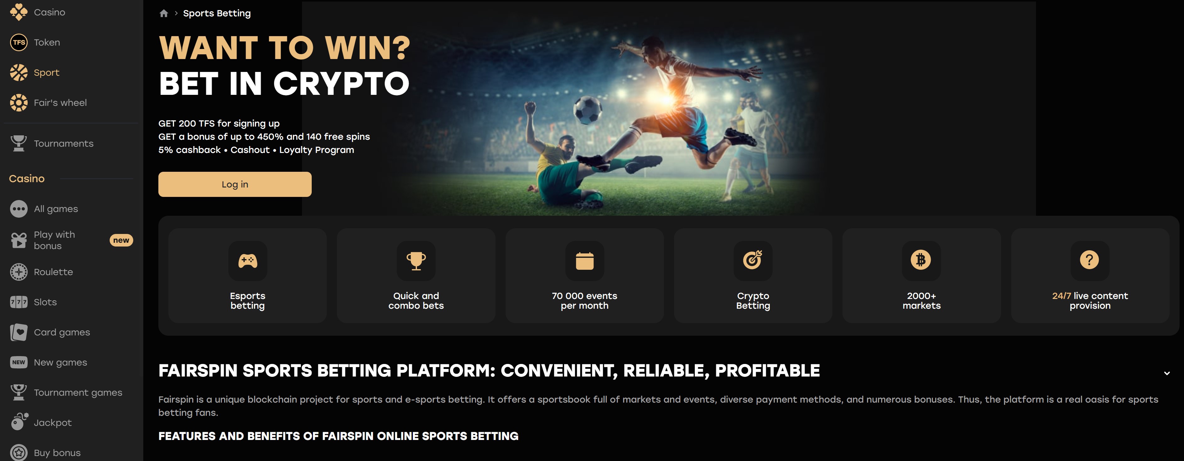 fairspin crypto casino homepage