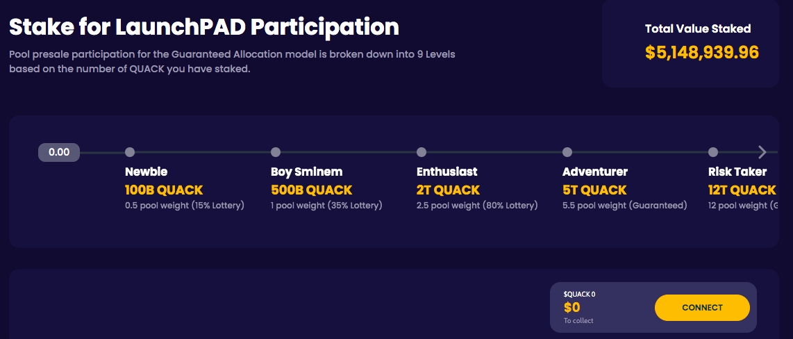 QUACK token staking