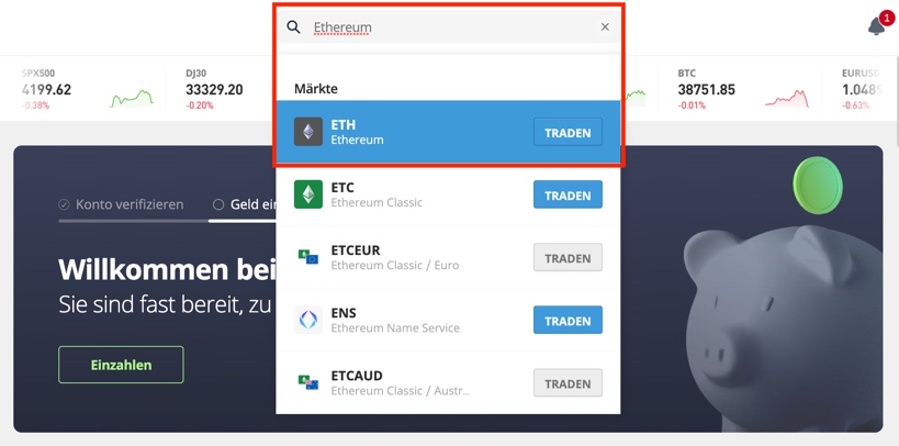 ETH bei eToro kaufen