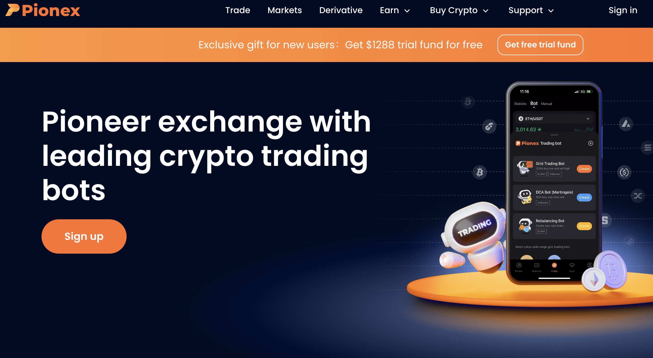 Pionex Exchange Homepage