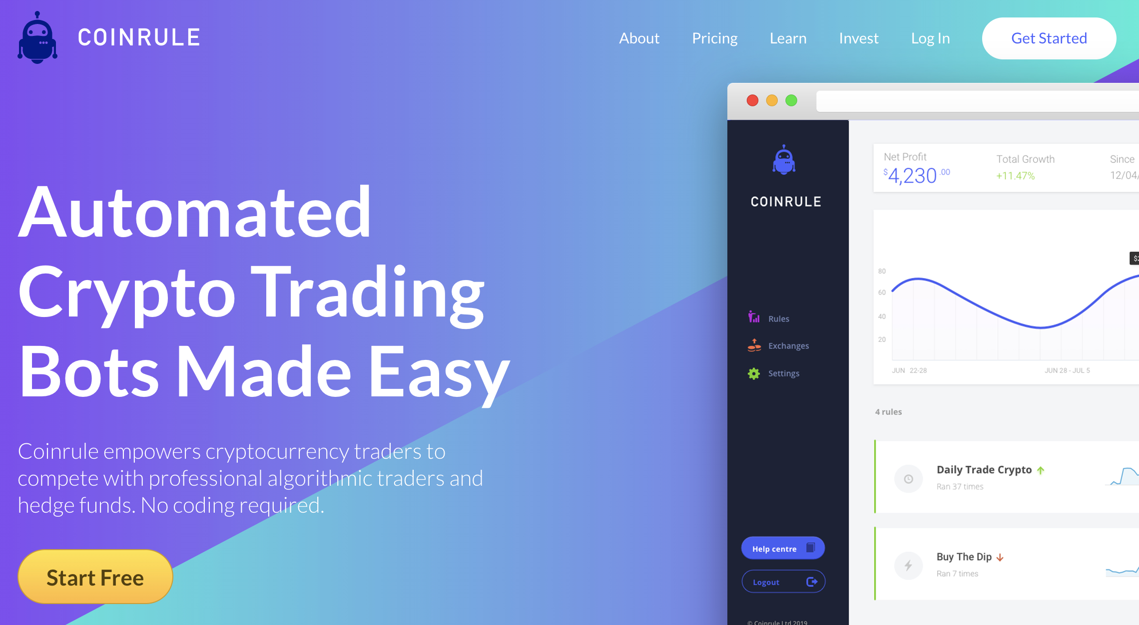 Coinrule Automate Trading Homepage