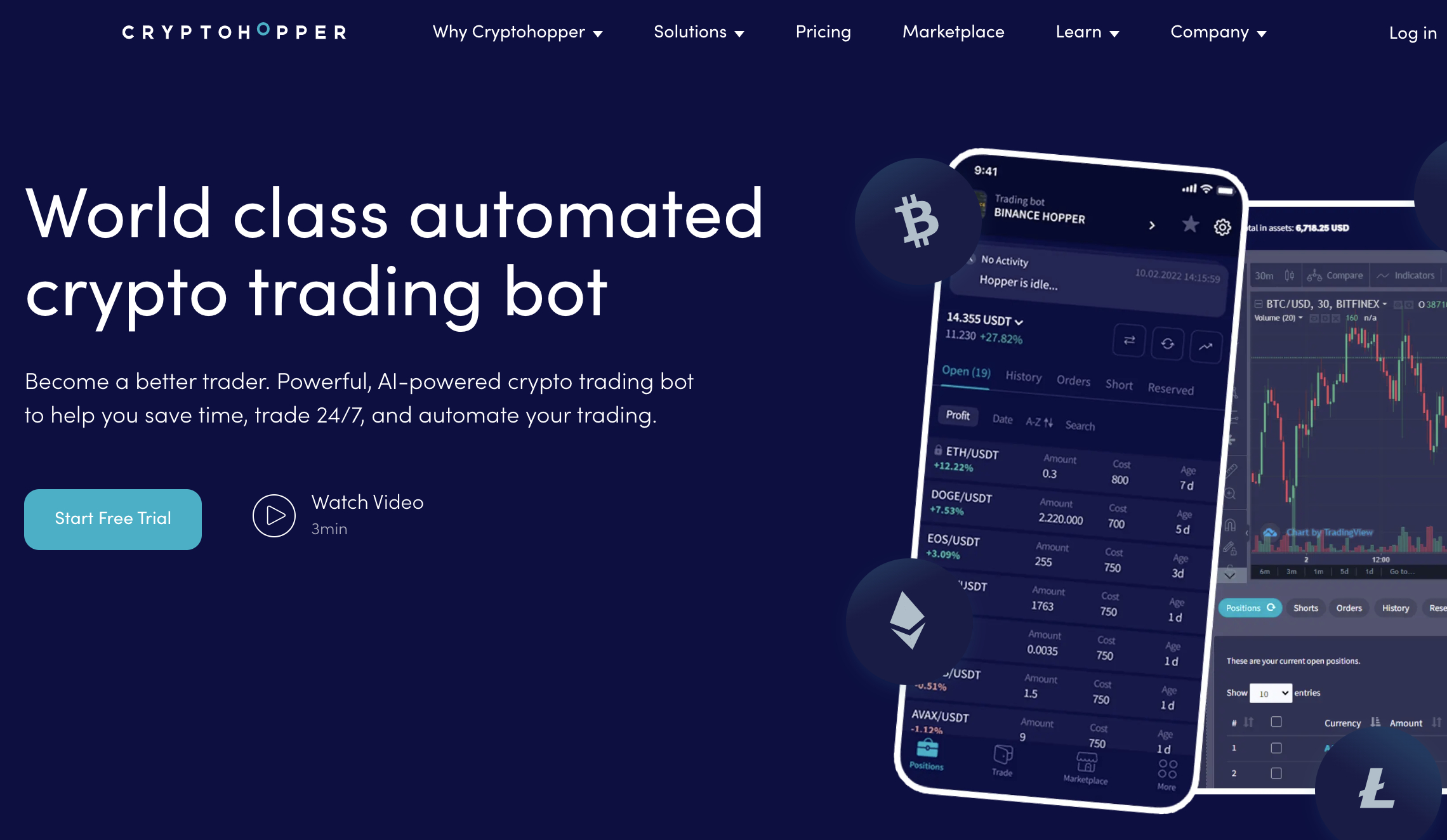 Cryptohopper Automated Trading Homepage