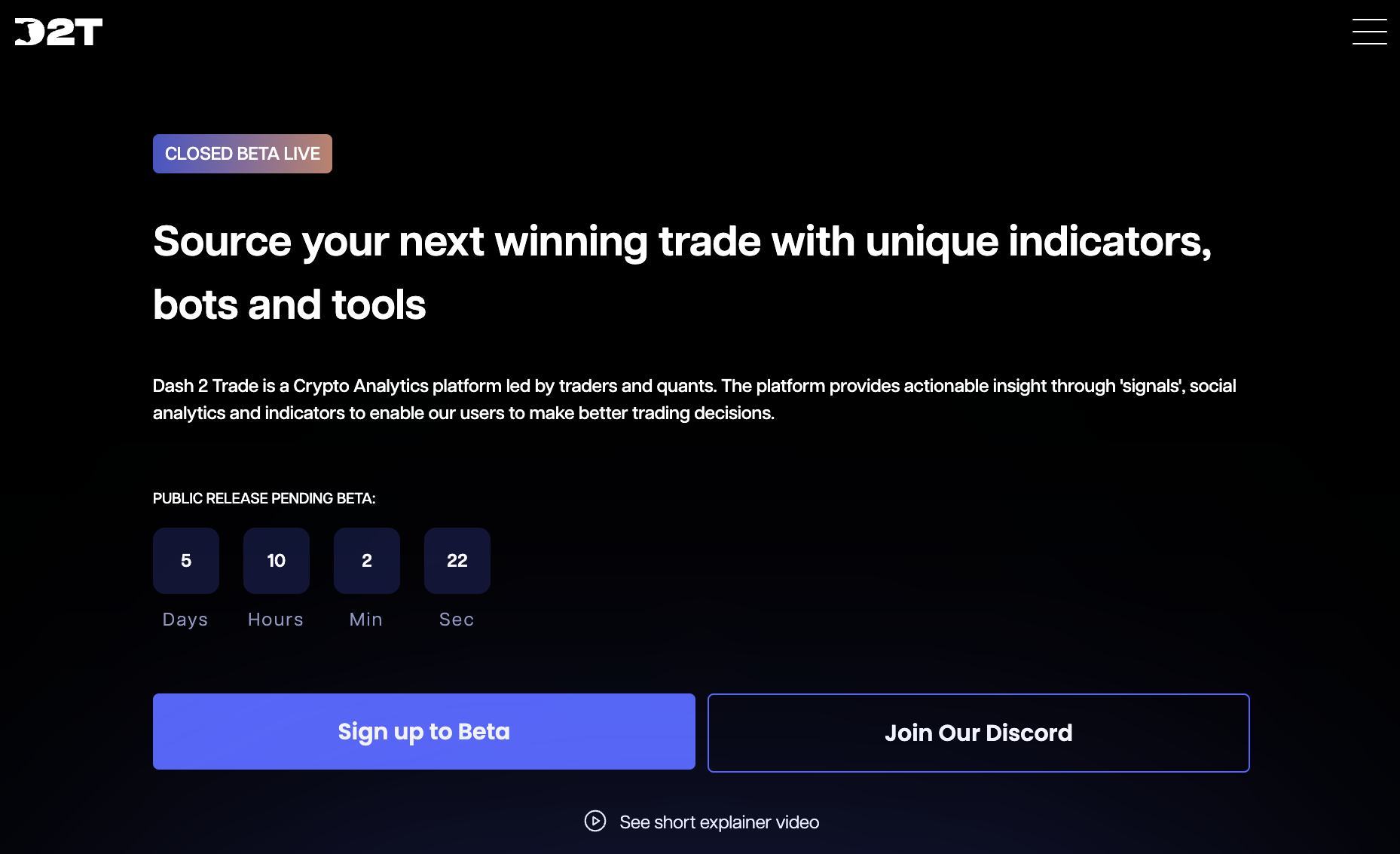 Dash 2 Trade Beta Signup