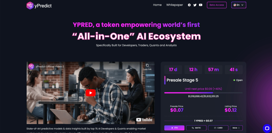 yPredict token presale page