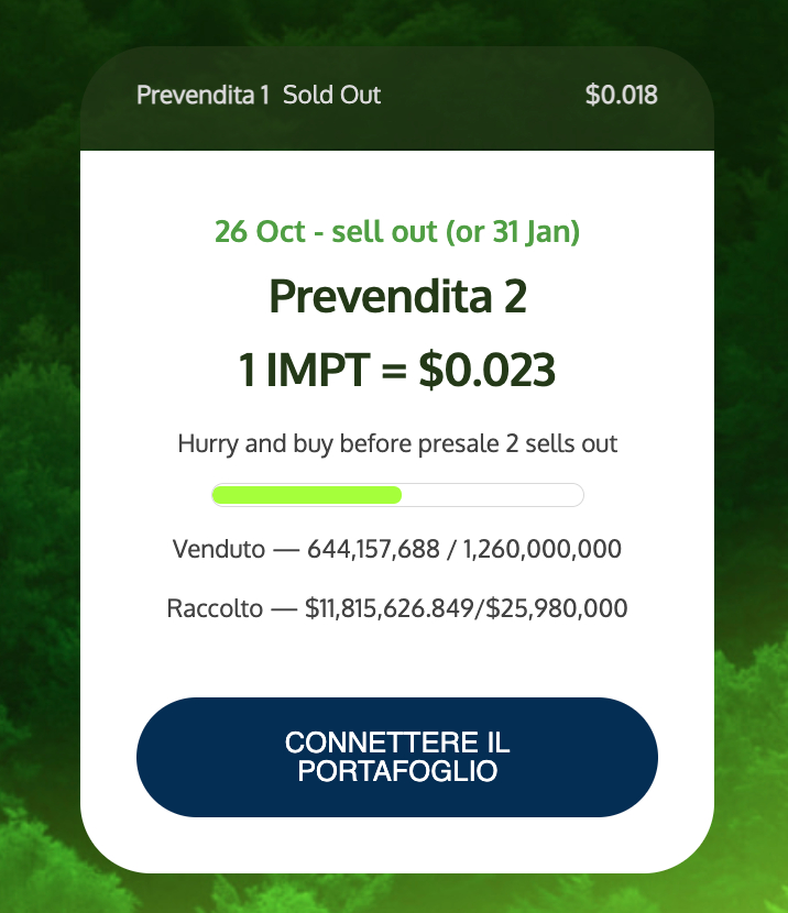 collega il wallet per comprare IMPT