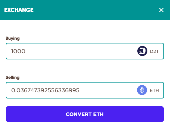 Convert ETH To D2T