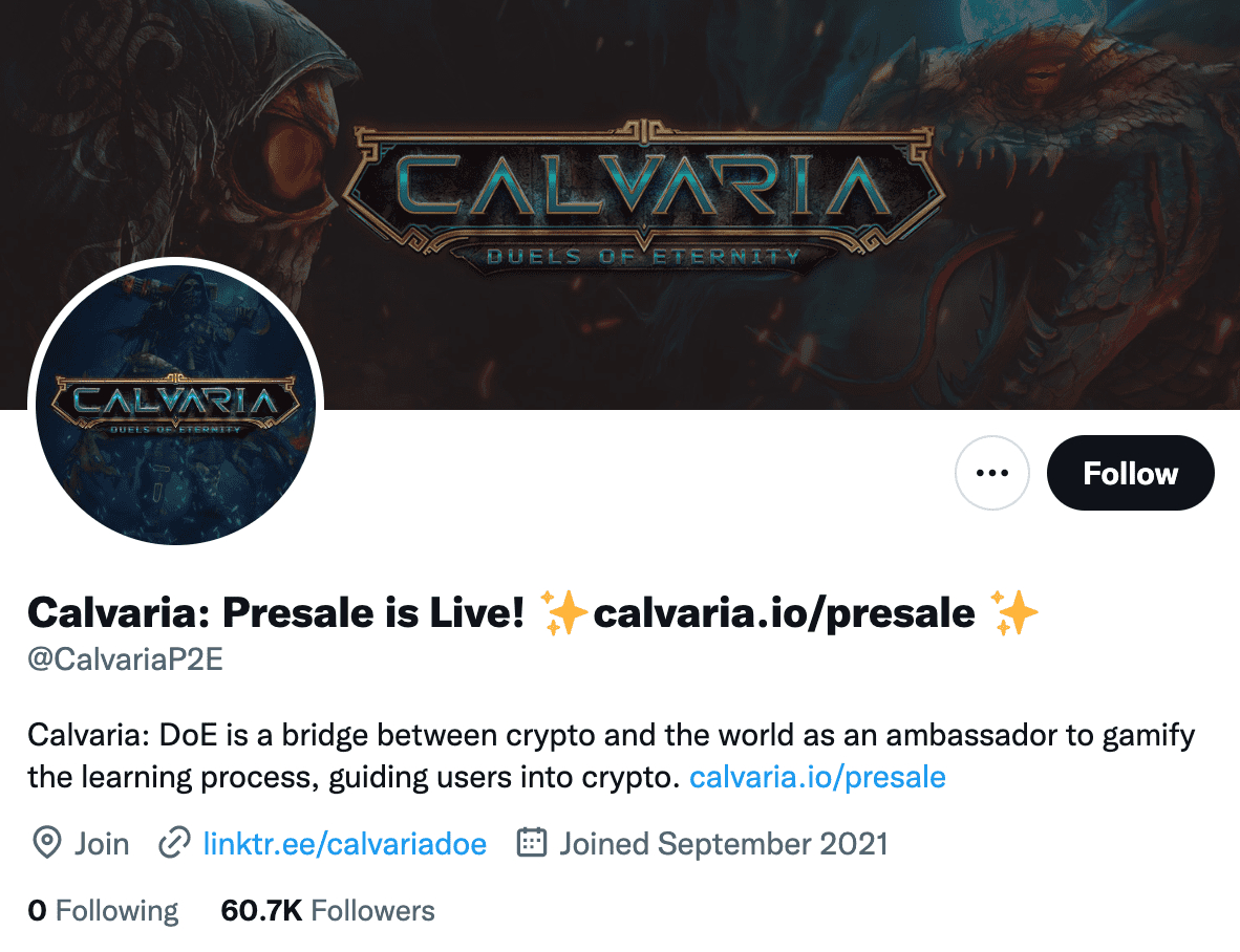 Calvaria Twitter Page