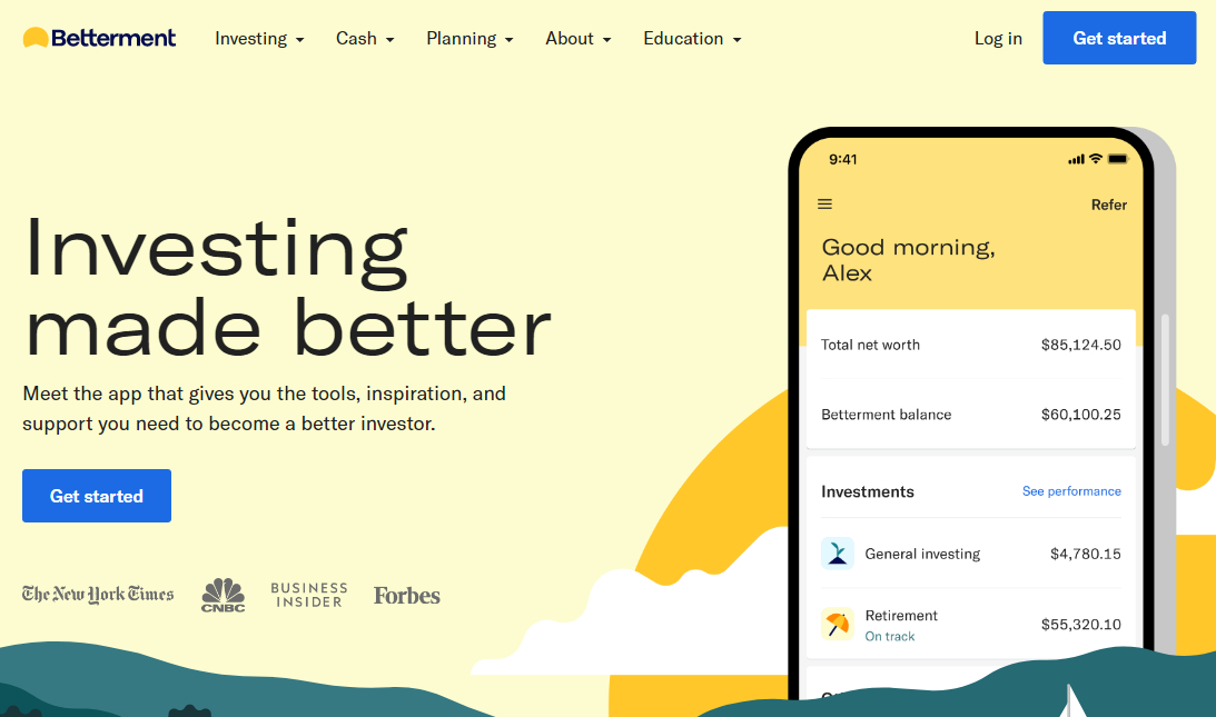 Betterment Investment Platform Homepage