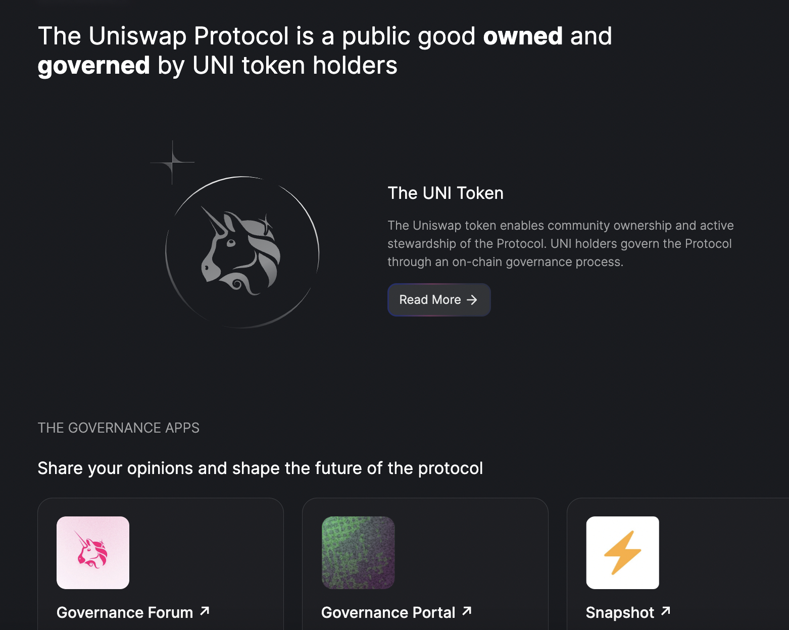 Uniswap Protocol Website Page