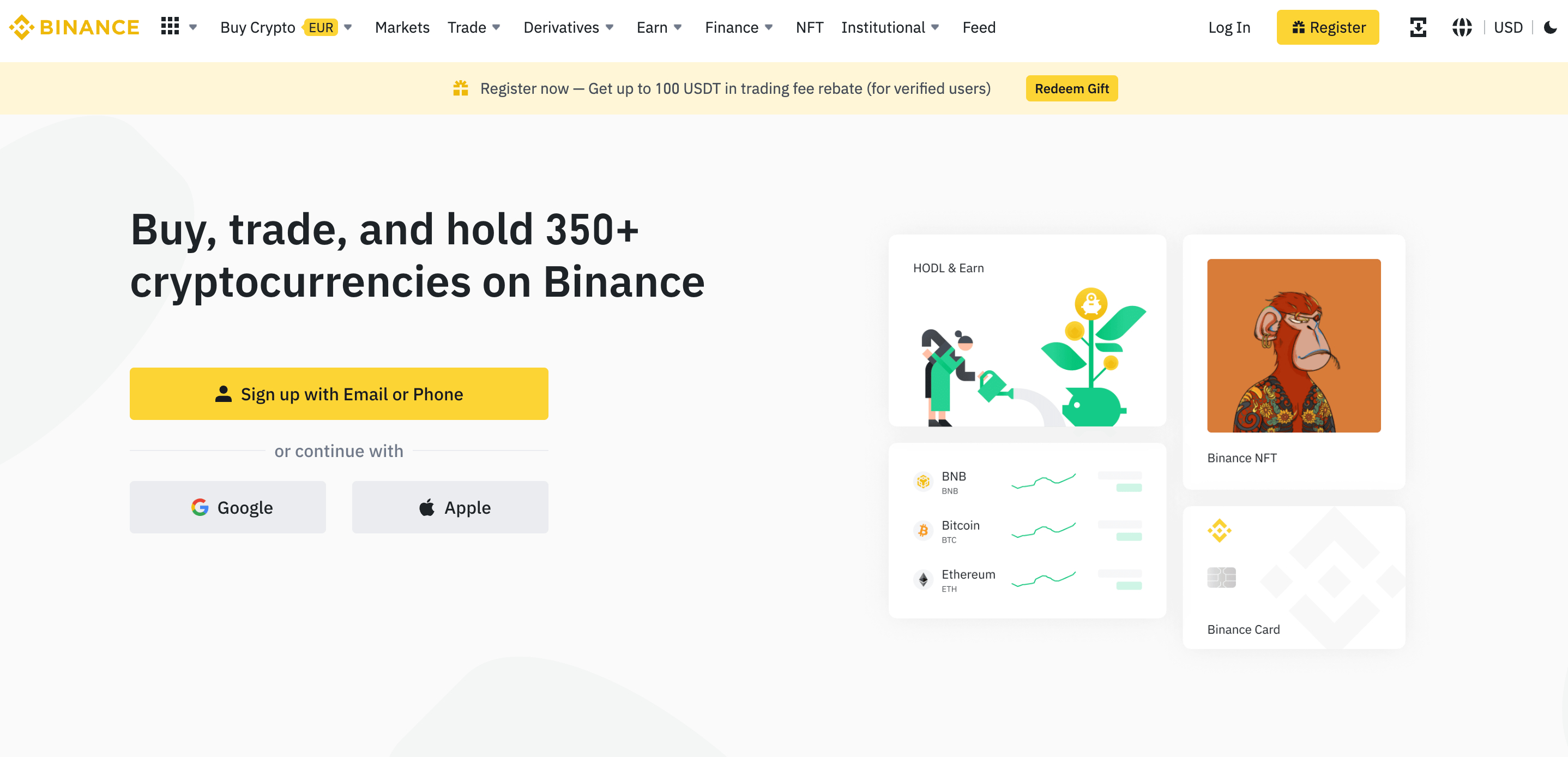 Binance Exchange Homepage