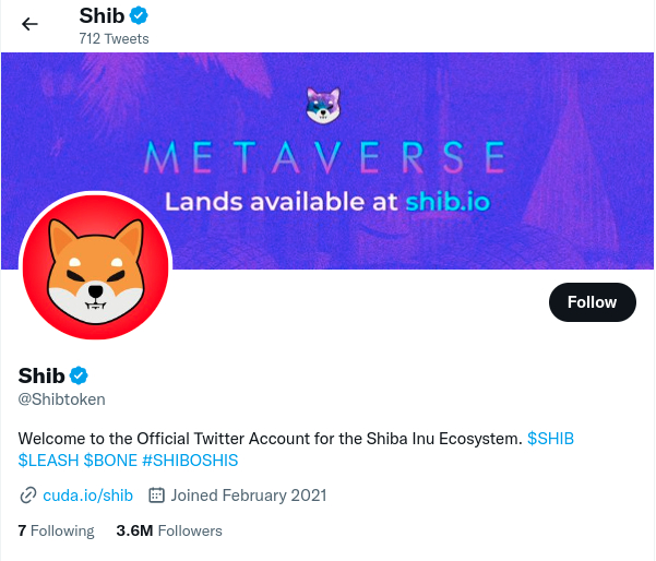 Shiba Inu Twitter account