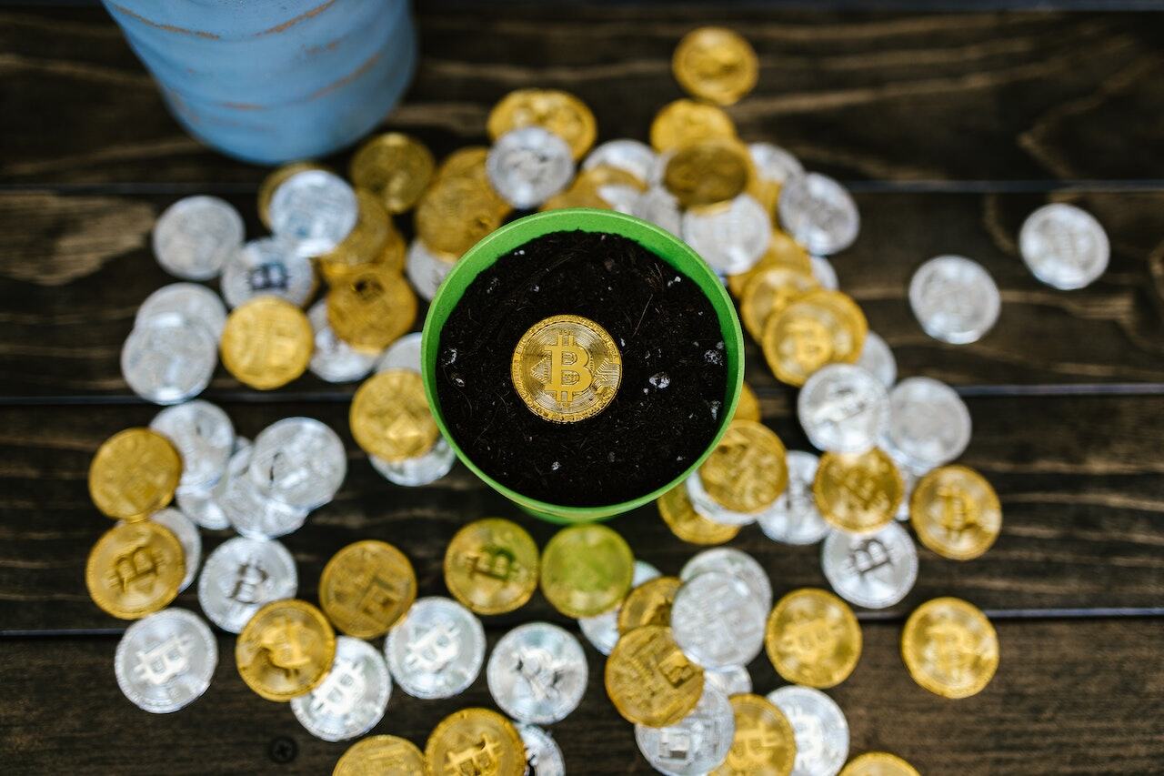 stack of Bitcoin metal coins