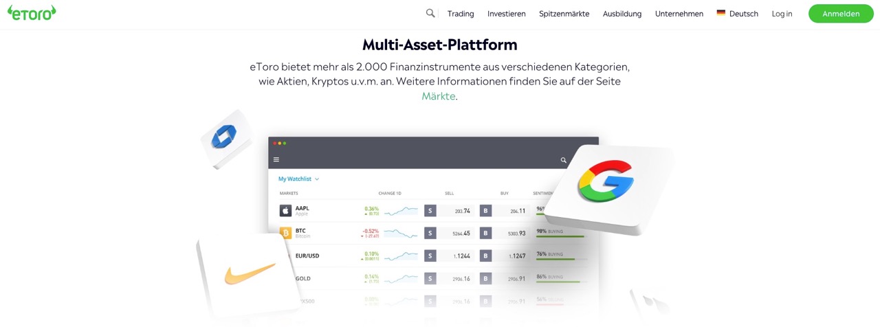 eToro Handelsplattform