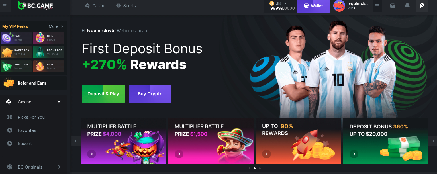 BC Game deposit bonus - Monero casino sites