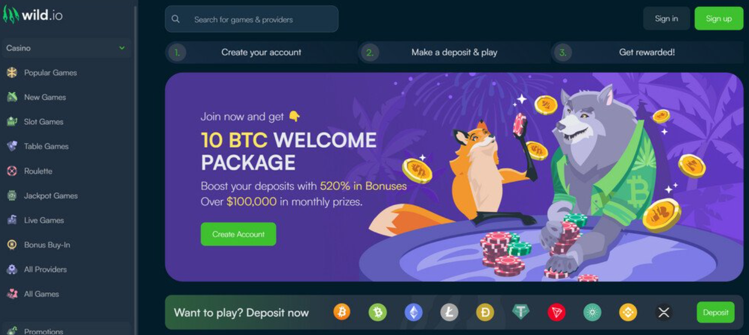 Wild.io crypto welcome package