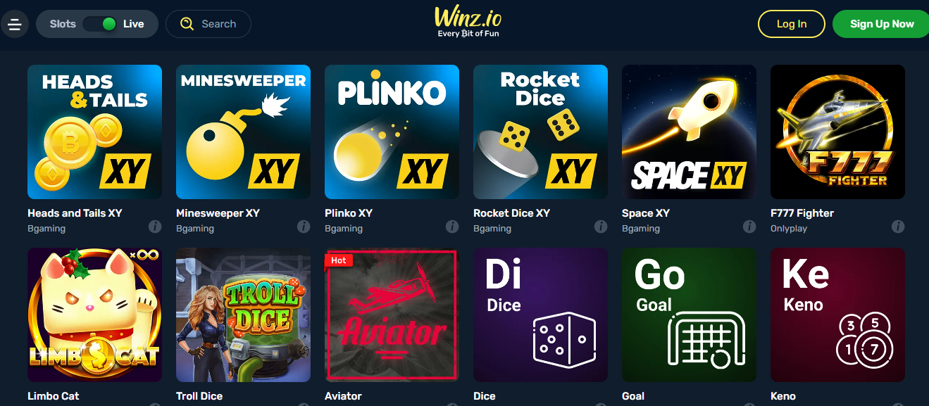 Winz.io online casino site