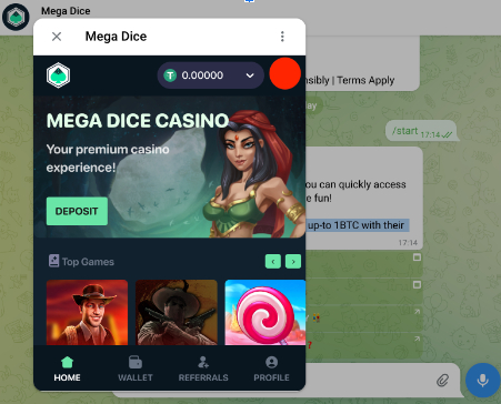 Mega Dice Casino Telegram app