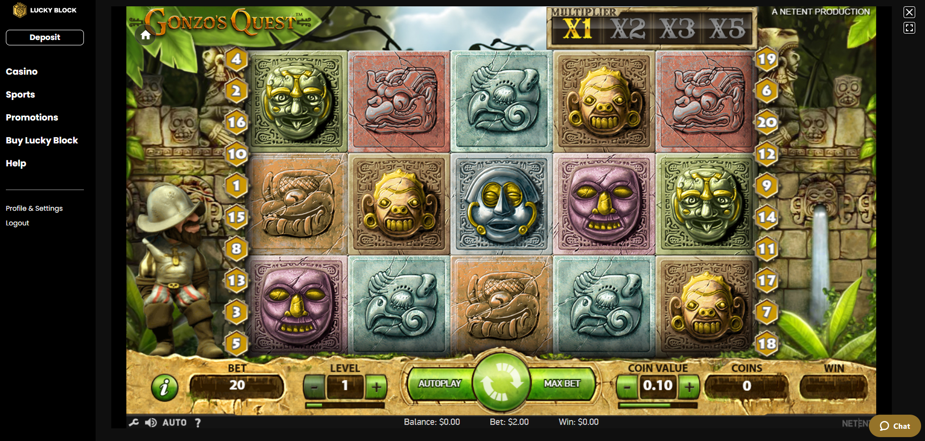 Gonzos Quest bei Lucky Block