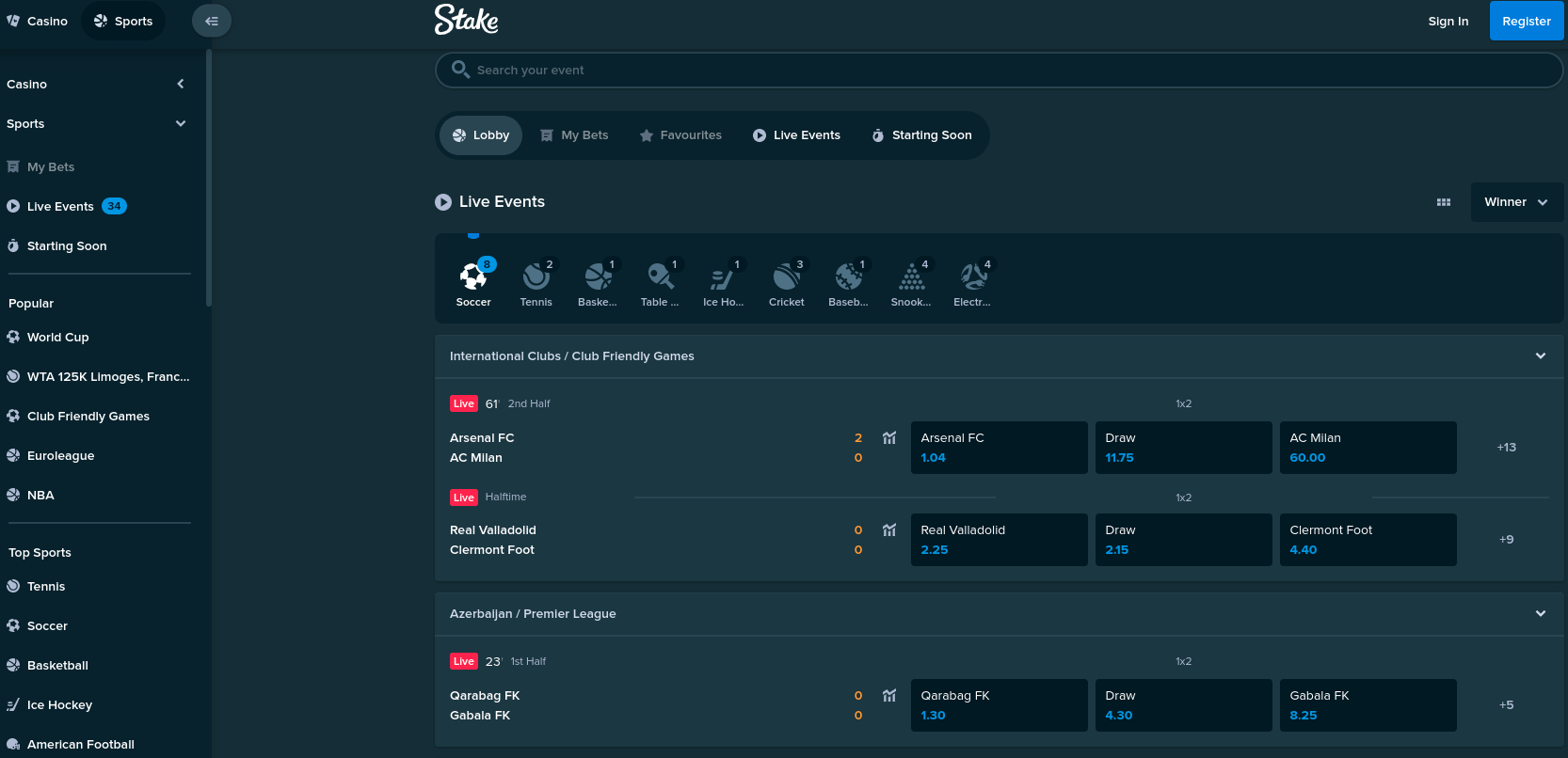 Stake Casino Live Events