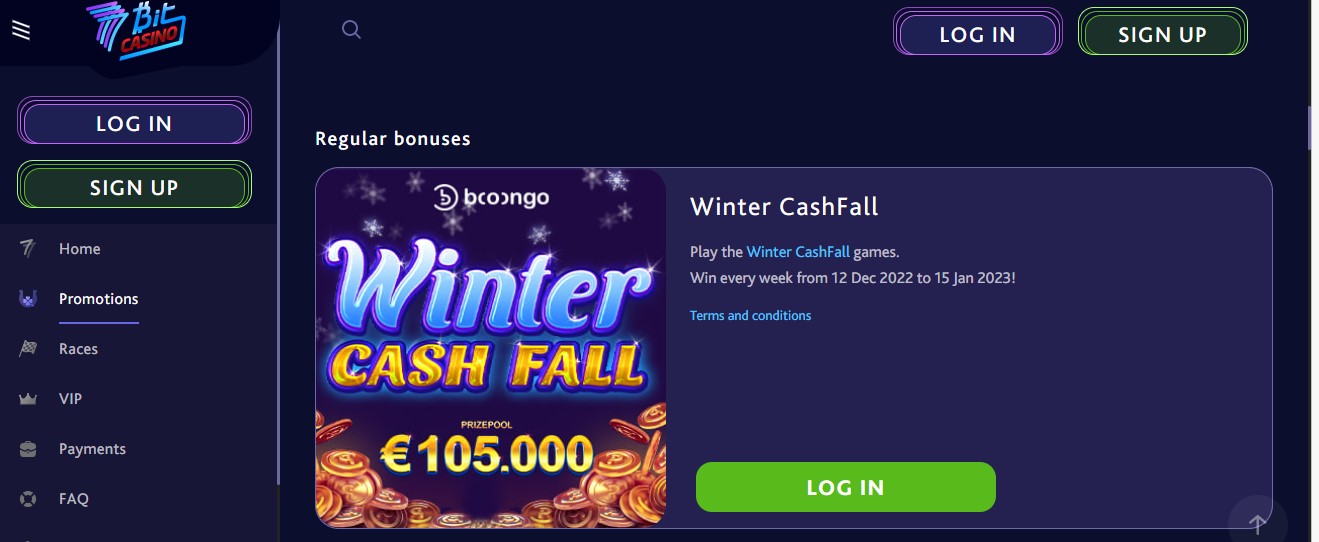 7Bit Casino Winter Cashfall Bonus