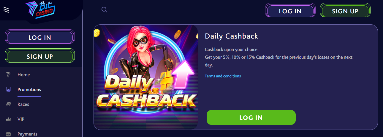 7Bit Casino Daily Cashback