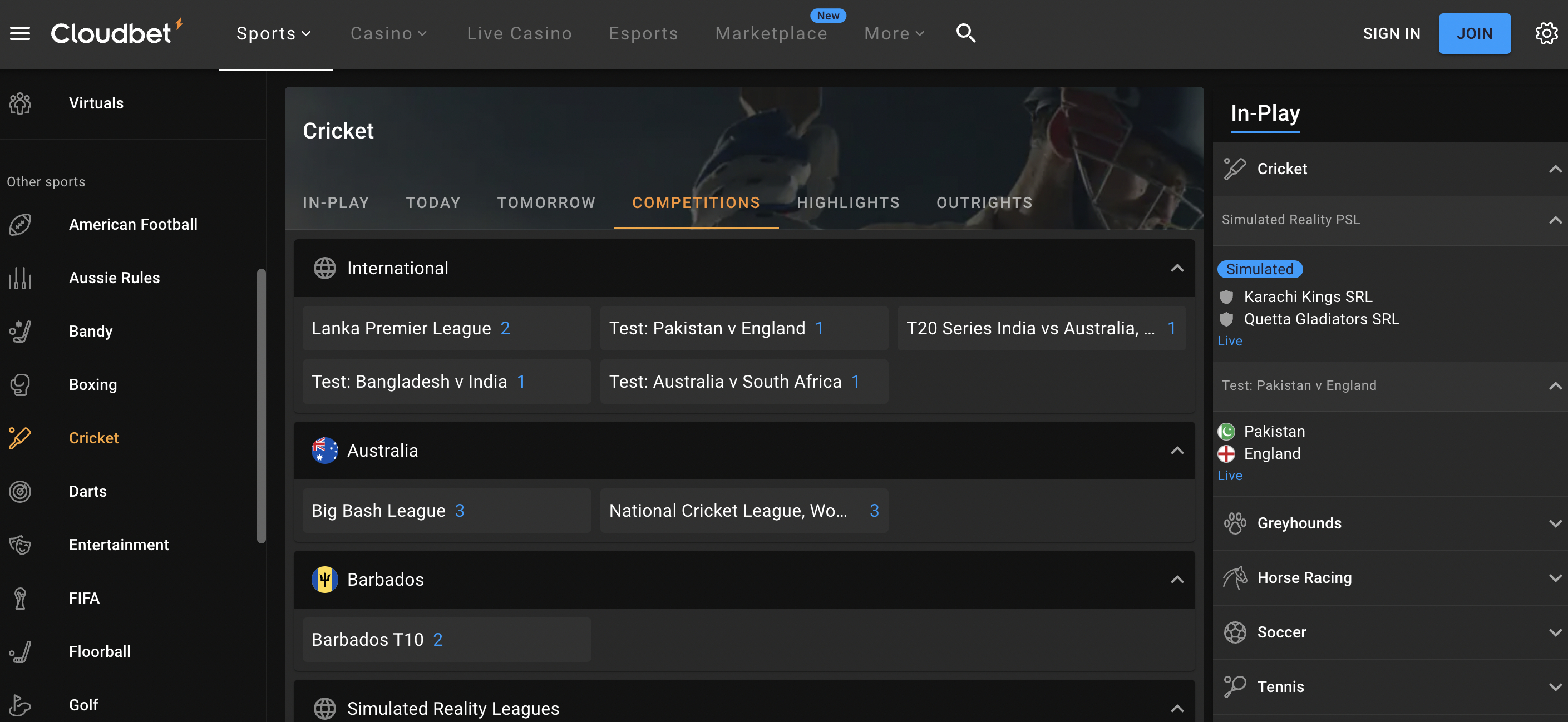 Cricket Competitions On Cloudbet