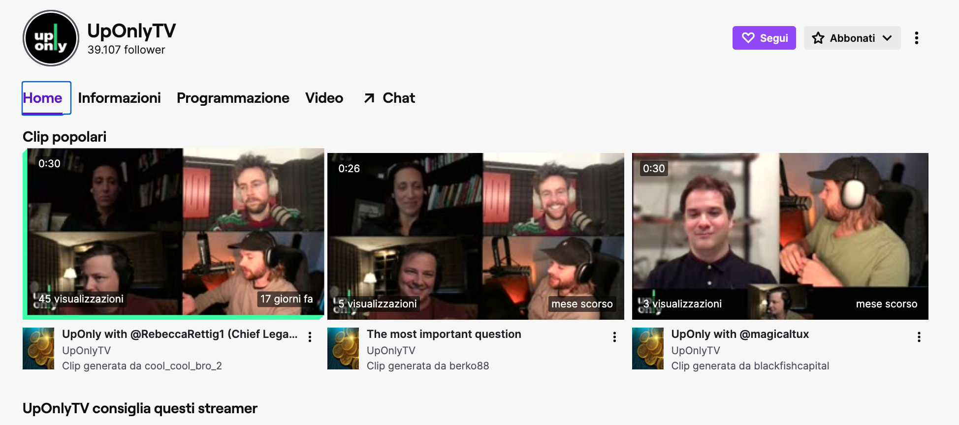 UpOnlyTV - Interviste live ai più noti player mondiali del settore crypto