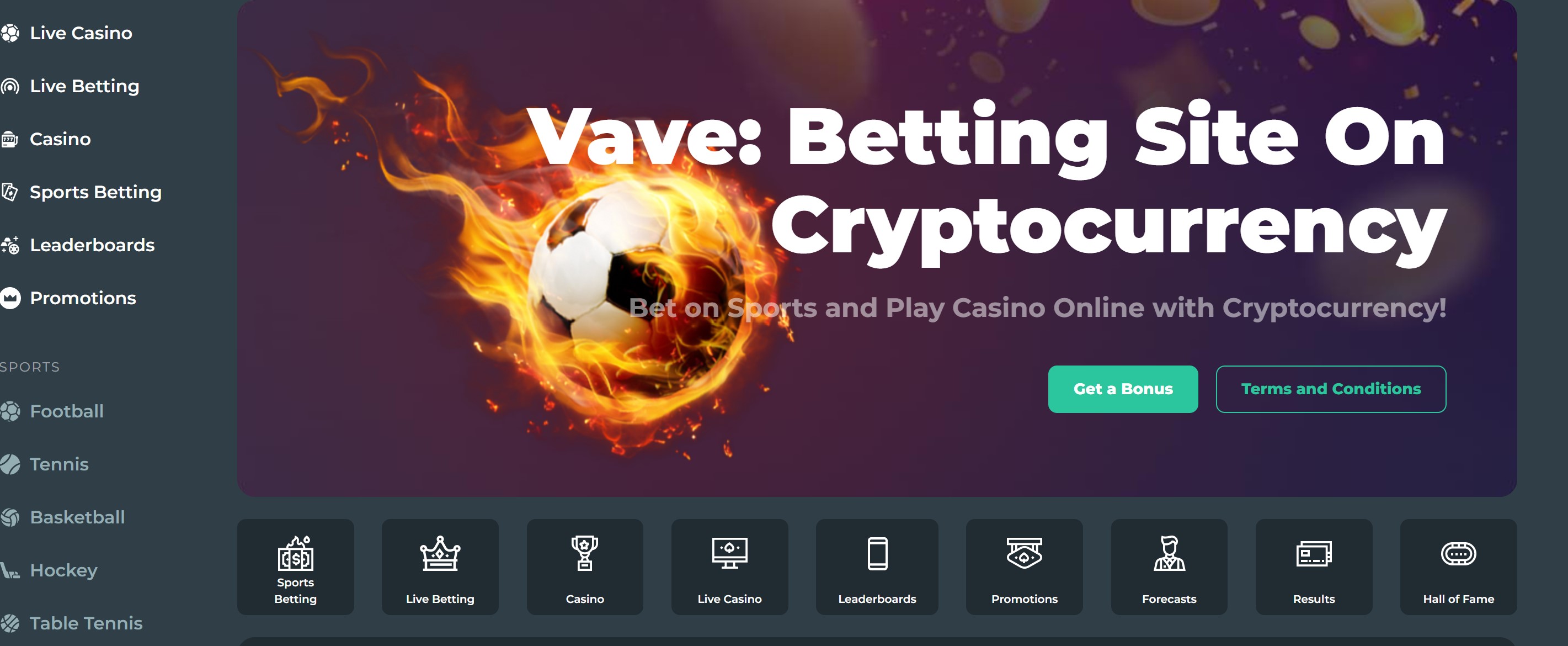 Vave Betting Homepage