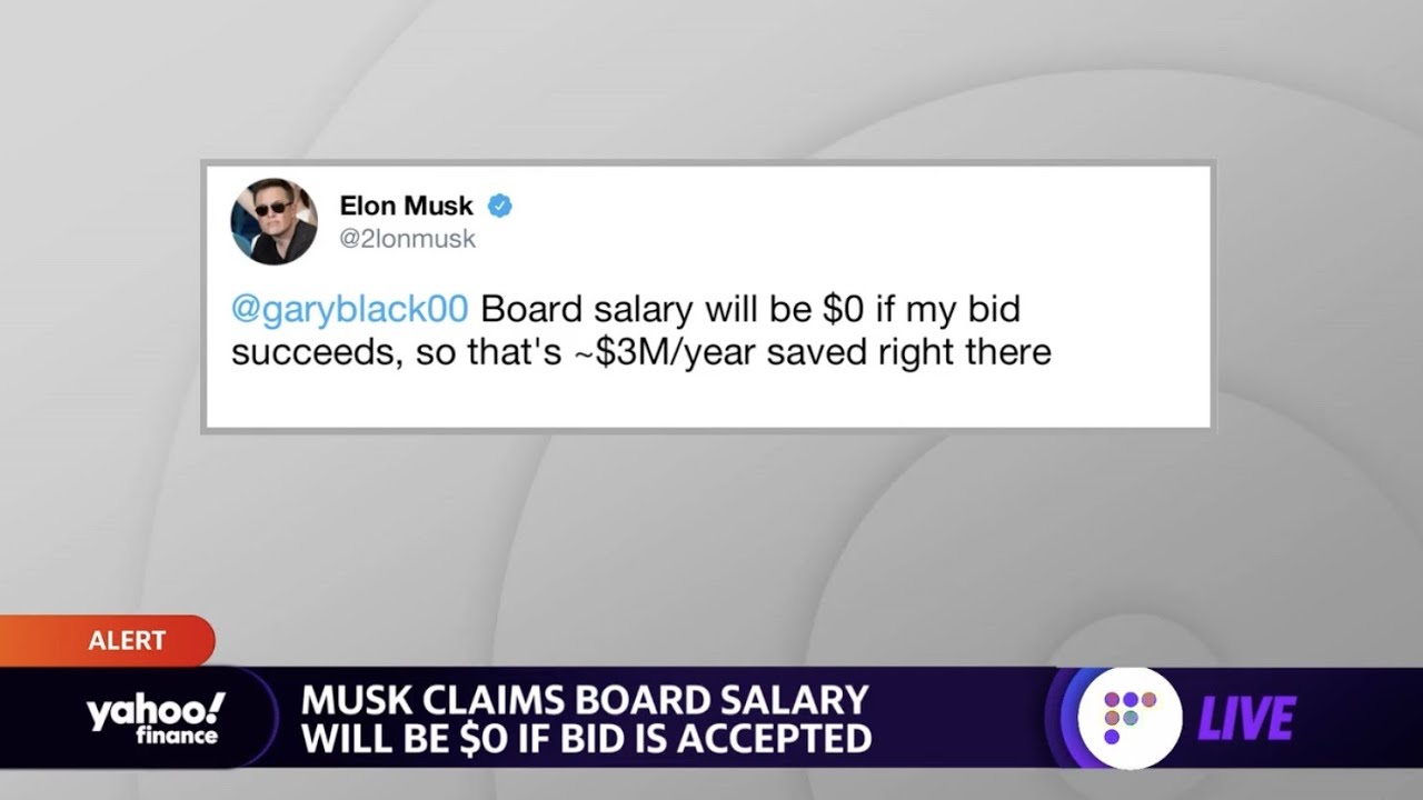 Elon Musk Says Twitter’s Board Salary Will Be USD 0 If Bid Is Accepted