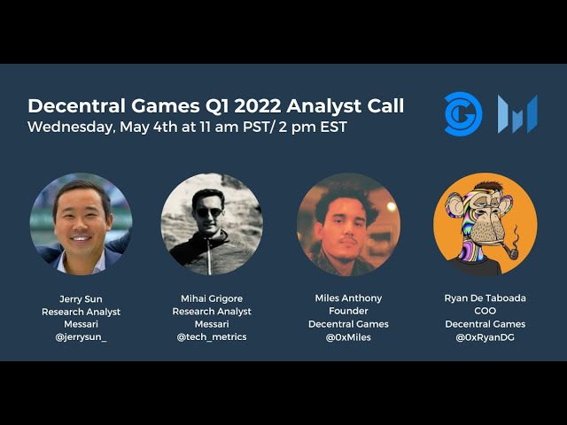State of Decentral Games Q1 2022 Analyst Call
