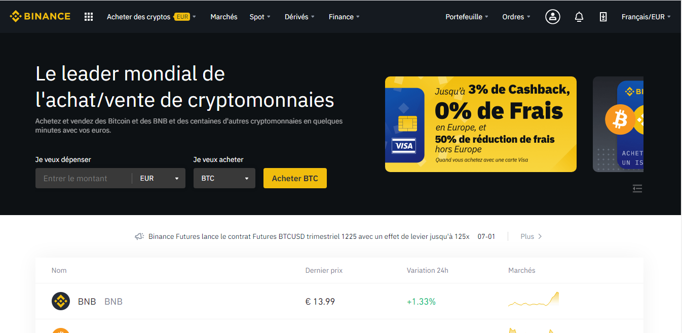 binance comment acheter crypto