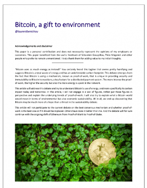 Bitcoin, a gift to environment, de Laurent Bénichou