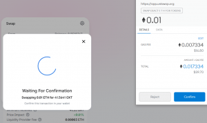 Uniswap confirm transaction