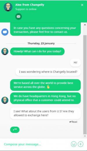 Changelly customer support