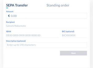 Bitwala SEPA transfer