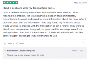 letsexchange review trustpilot1