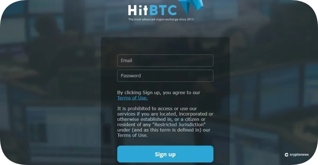 hitbtc sign-up page