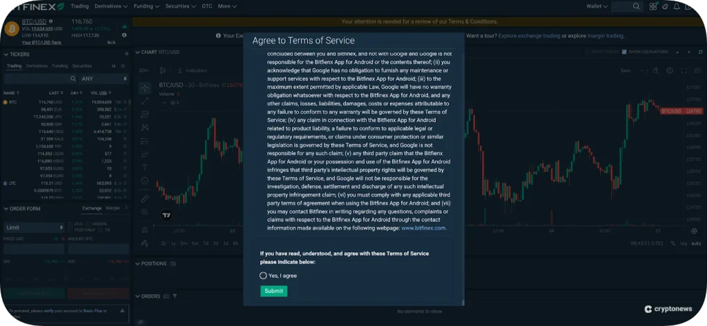 agree to the terms of service