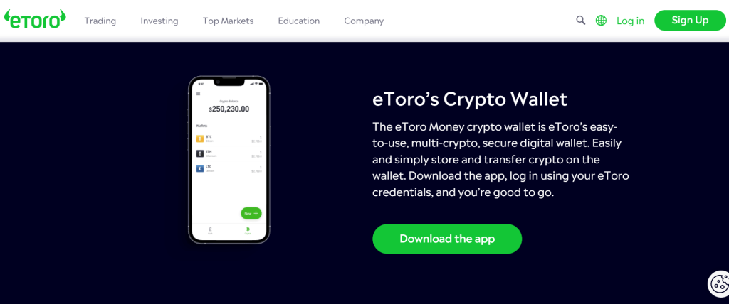 eToro Money crypto wallet