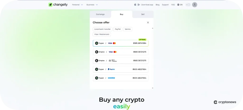 Changelly poviders